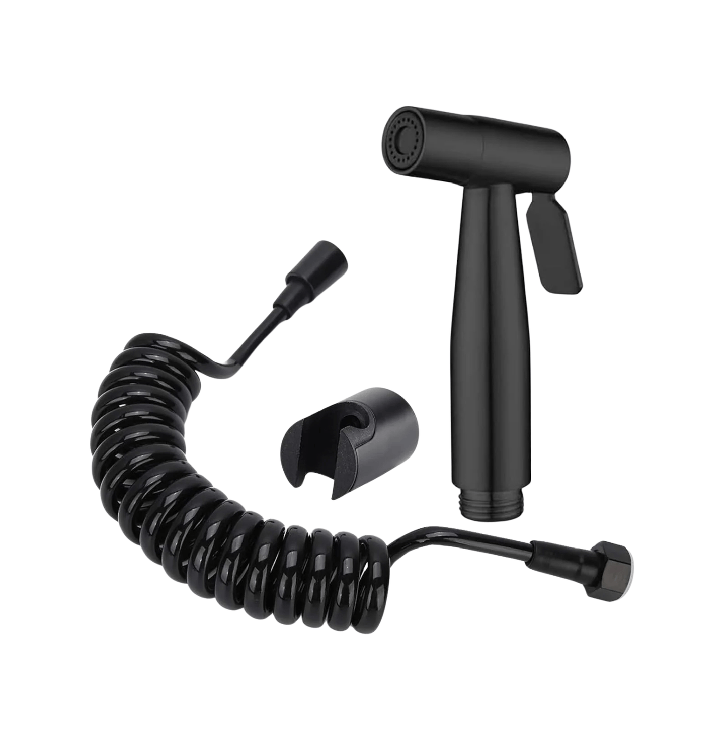 Fossa Hand Held Bidet Sprayer Premium Stainless Steel Sprayer - Health Faucet for Toilet, with 1 Mtr Spring Flexible Shower Hose Pipe,Hook (Black)