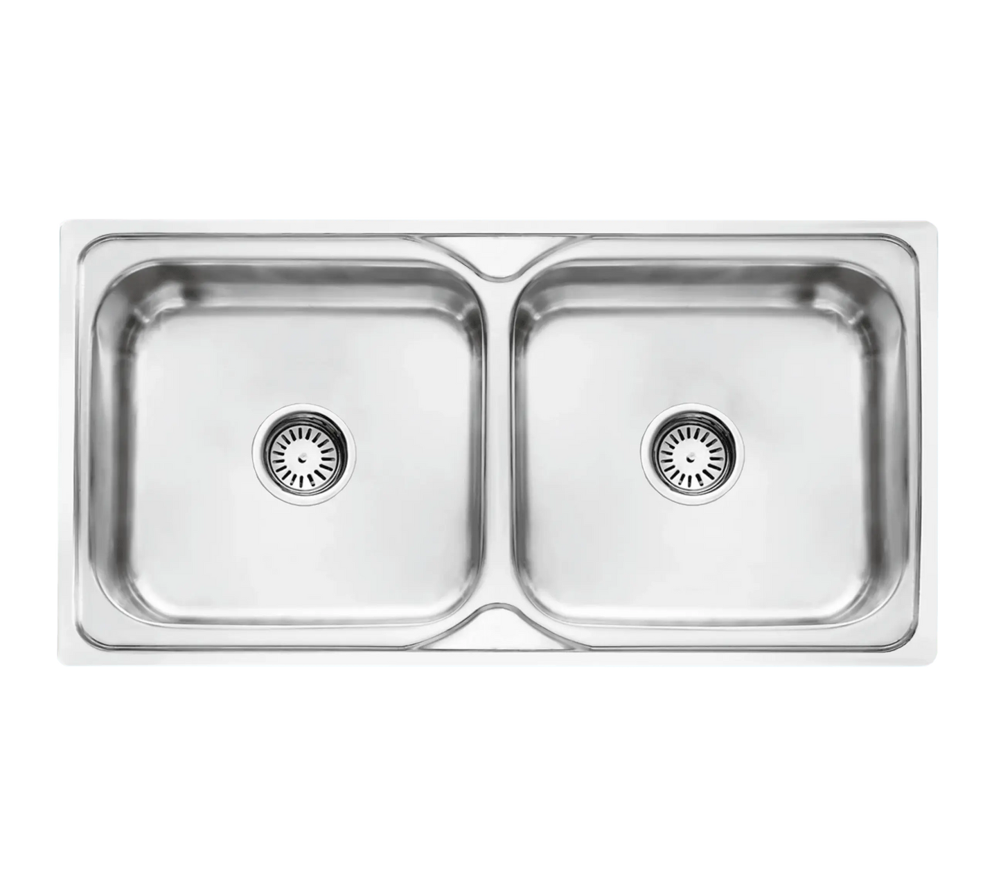 Fossa 45"x20"x08" inch Double Bowl Premium Stainless Steel Kitchen Sink With SS Square Coupling Glossy Finish
