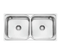Fossa 45"x20"x08" inch Double Bowl Premium Stainless Steel Kitchen Sink With SS Square Coupling Glossy Finish